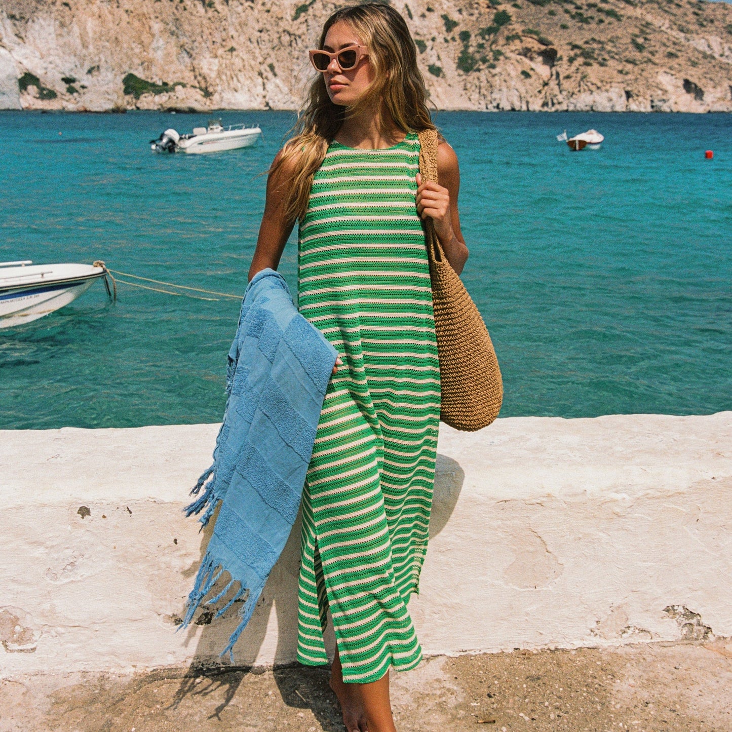 Goldy Dress In Mint Mirage