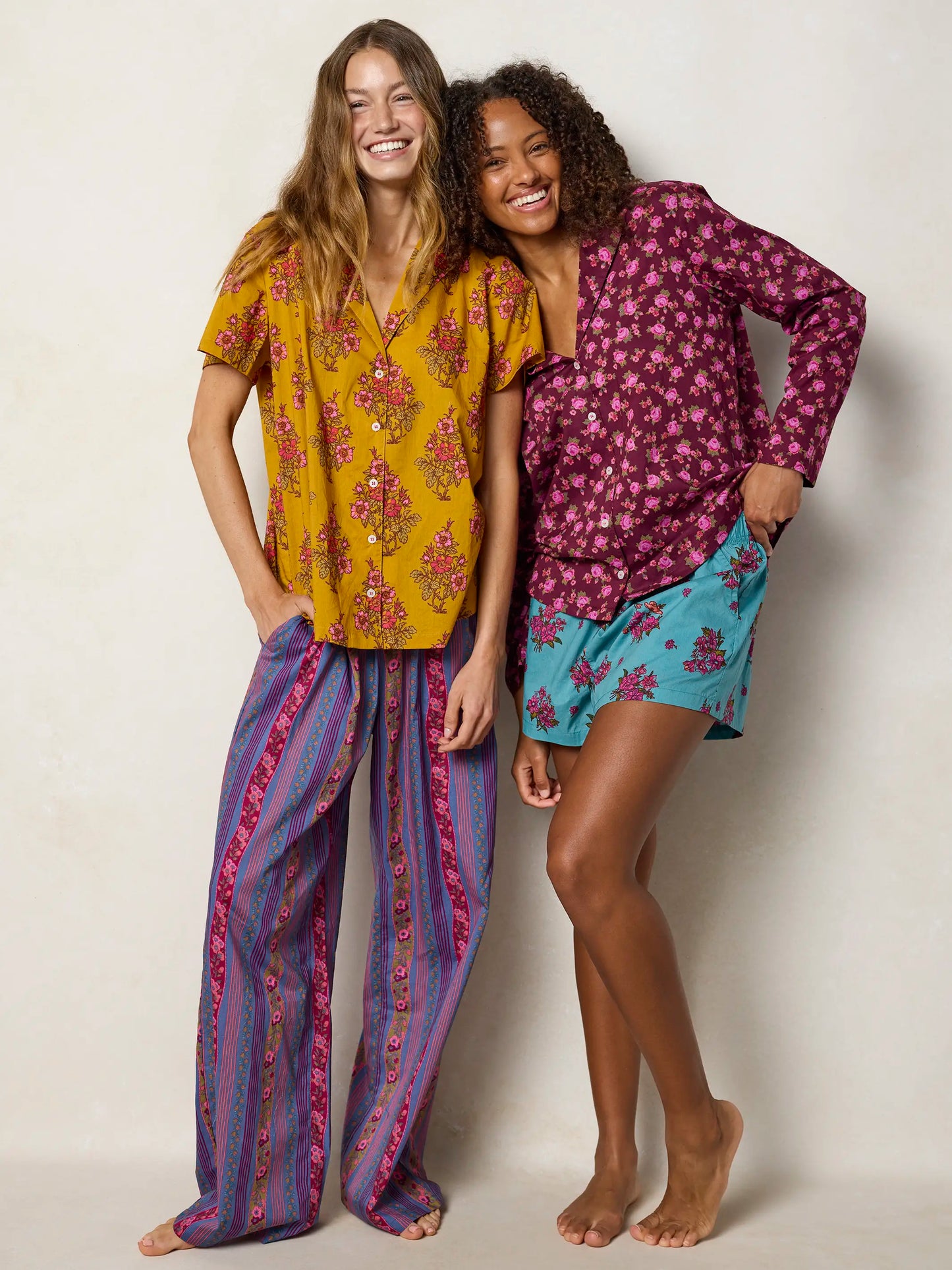 Mix & Match Cotton Pajama Shorts - Retro Ribbons Navy