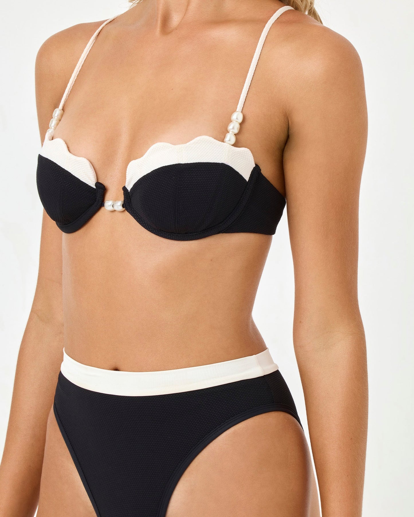 Sunrise Shell Bikini Top - Black-Cream
