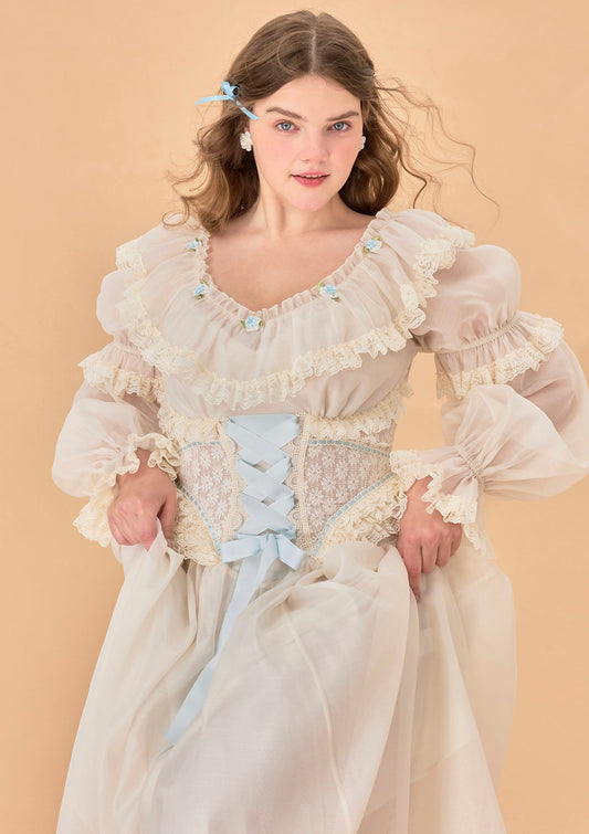 （US Exclusive）Curve & Plus Blue Hydrangea Corset Dress