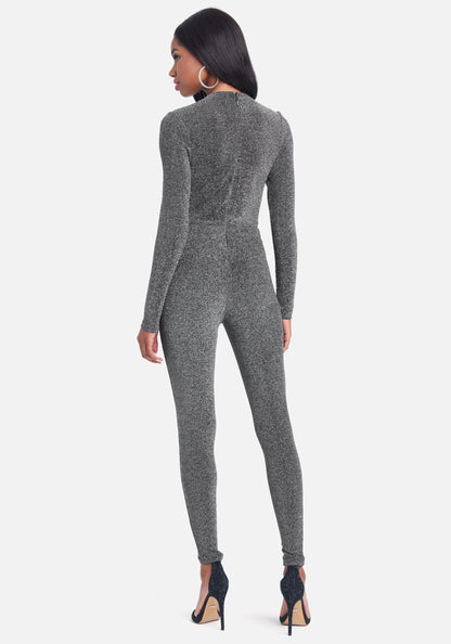 Plunge Neck Sparkle Catsuit