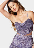 Printed Cascade Neck Bustier Top