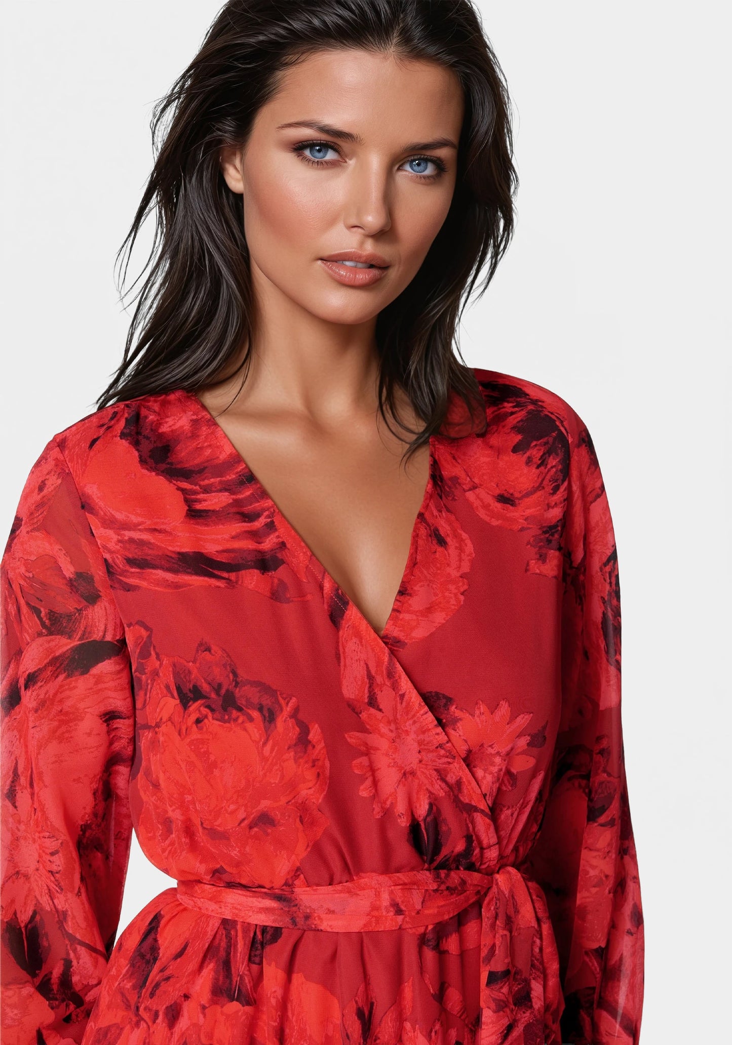 Printed Wrap Midi Dress