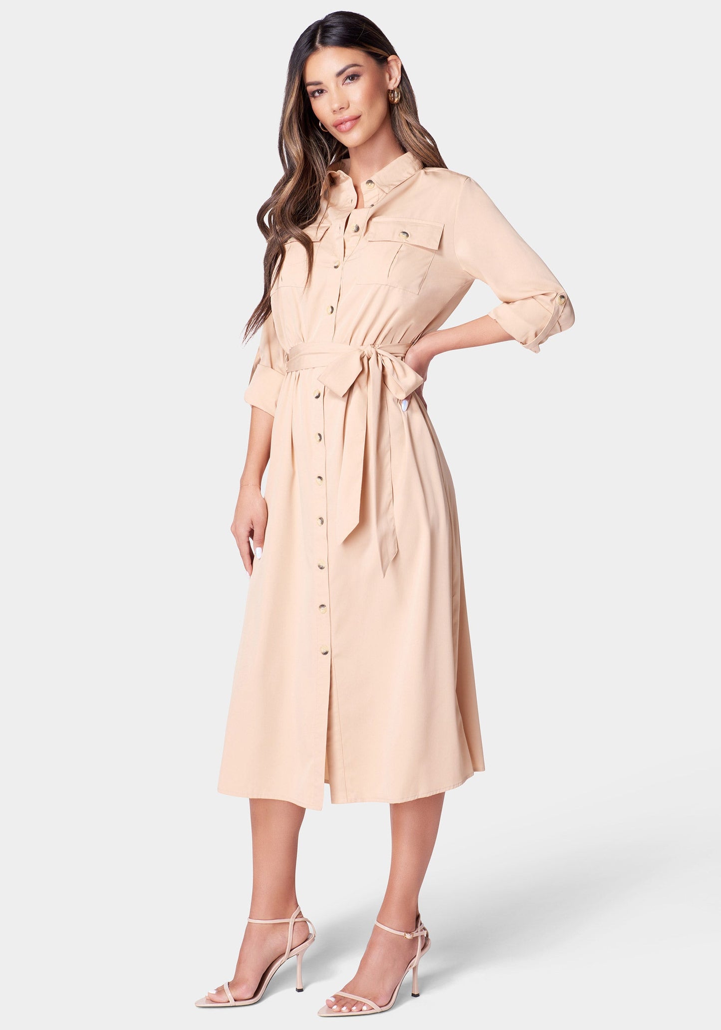 Poly Crepe Button Dress