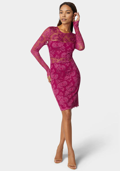 Marseille Lace Long Sleeve Illusion Dress