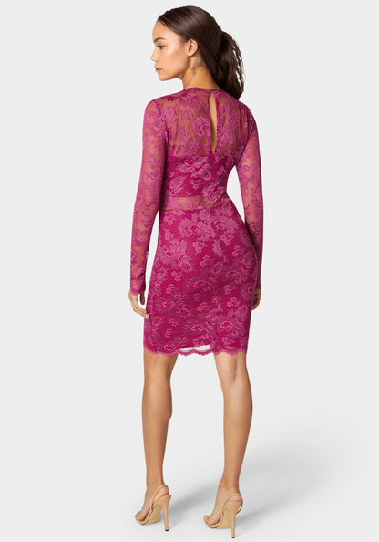Marseille Lace Long Sleeve Illusion Dress
