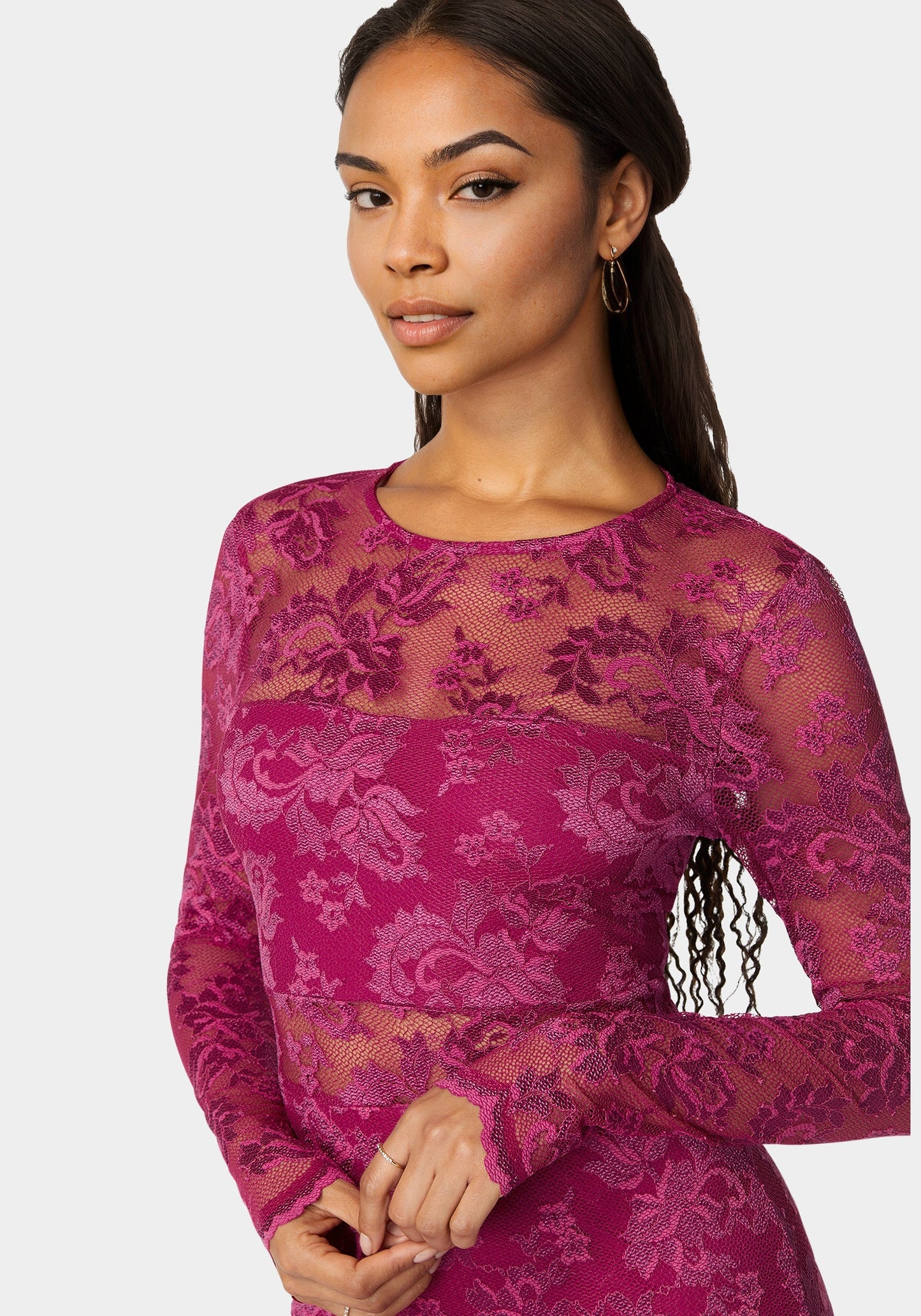Marseille Lace Long Sleeve Illusion Dress