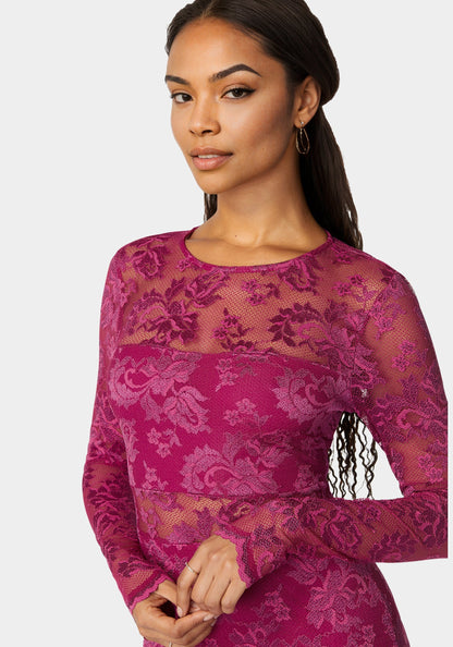 Marseille Lace Long Sleeve Illusion Dress