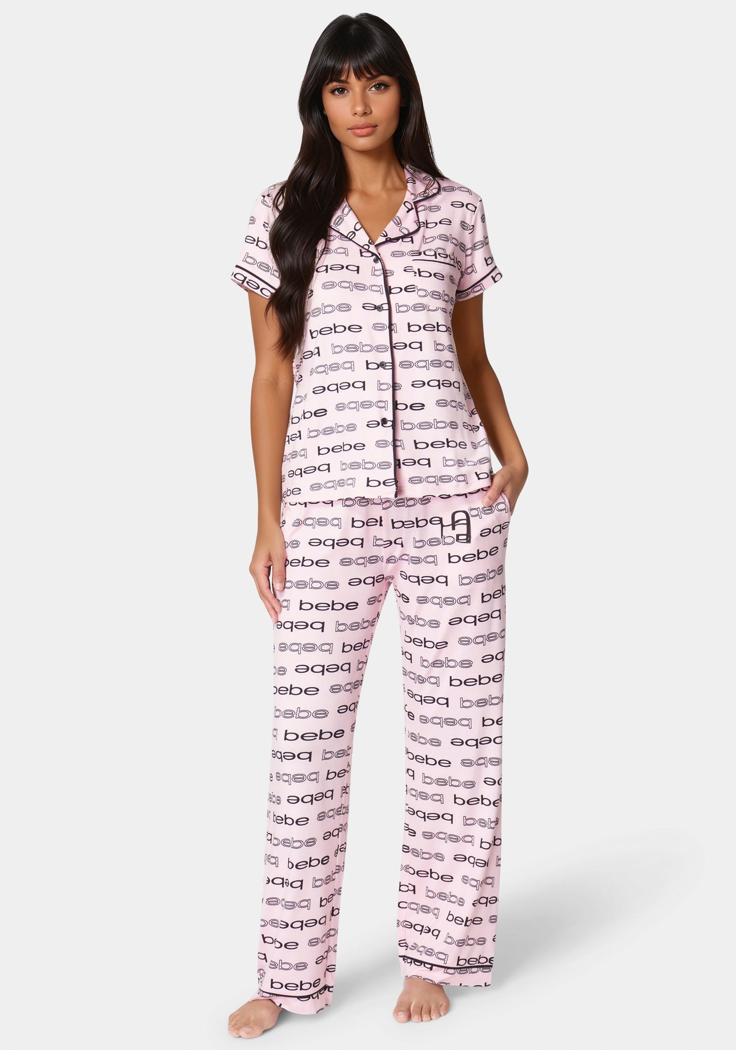Printed Notch Collar Pant Set