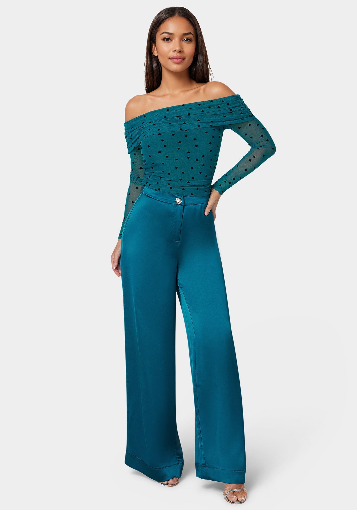 High Waist Satin Wide Leg Pant