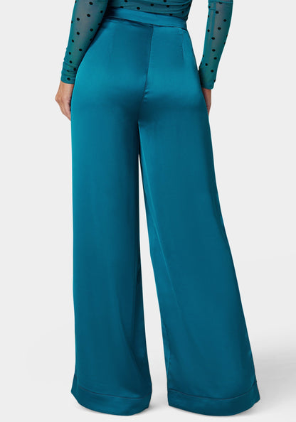 High Waist Satin Wide Leg Pant