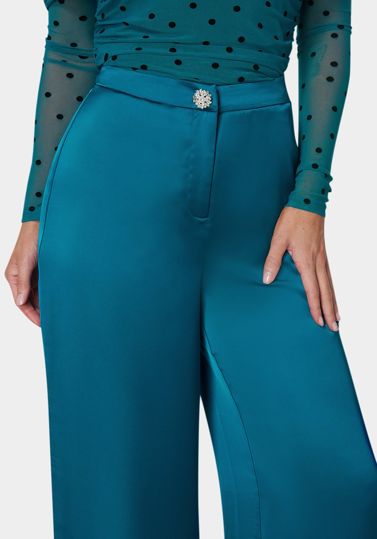 High Waist Satin Wide Leg Pant