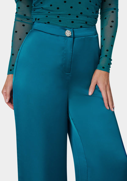 High Waist Satin Wide Leg Pant