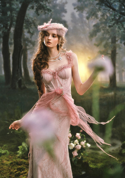 Pink Crabapple Blossom Corset Dress