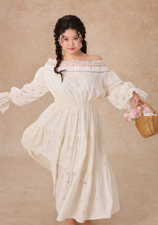 （US Exclusive）Curve&Plus White Camellia Dress