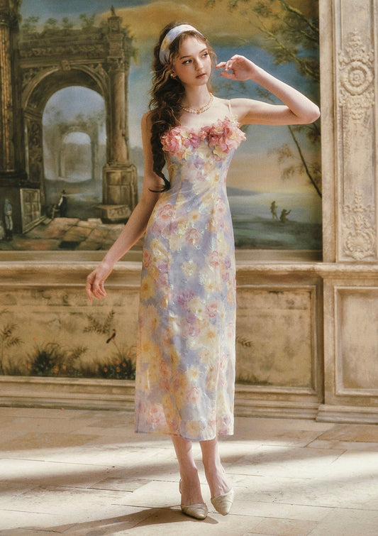 Oil Paint Floral Court Dress