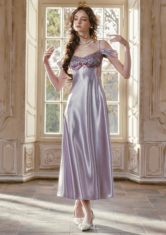 Glazed Purple Satin Dress