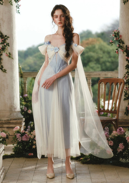 Blue Iris Bird Corset Dress