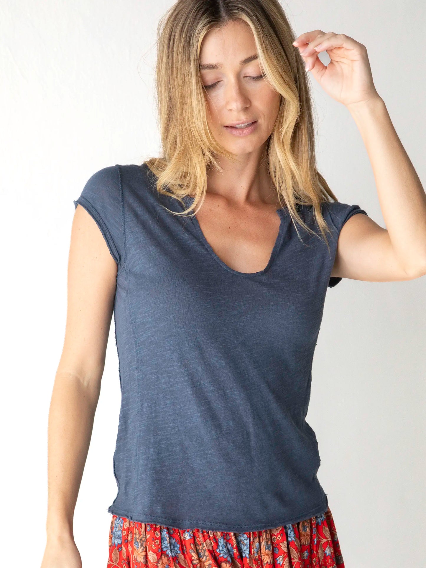 Molly Cotton Tee Shirt - Indigo