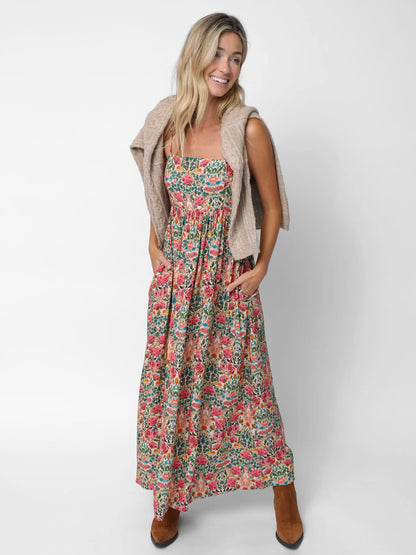 Bailey Maxi Dress - Cream Pink Rose