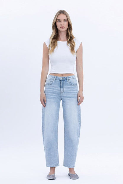 Noah High Rise Cropped Barrel Jeans Light Wash