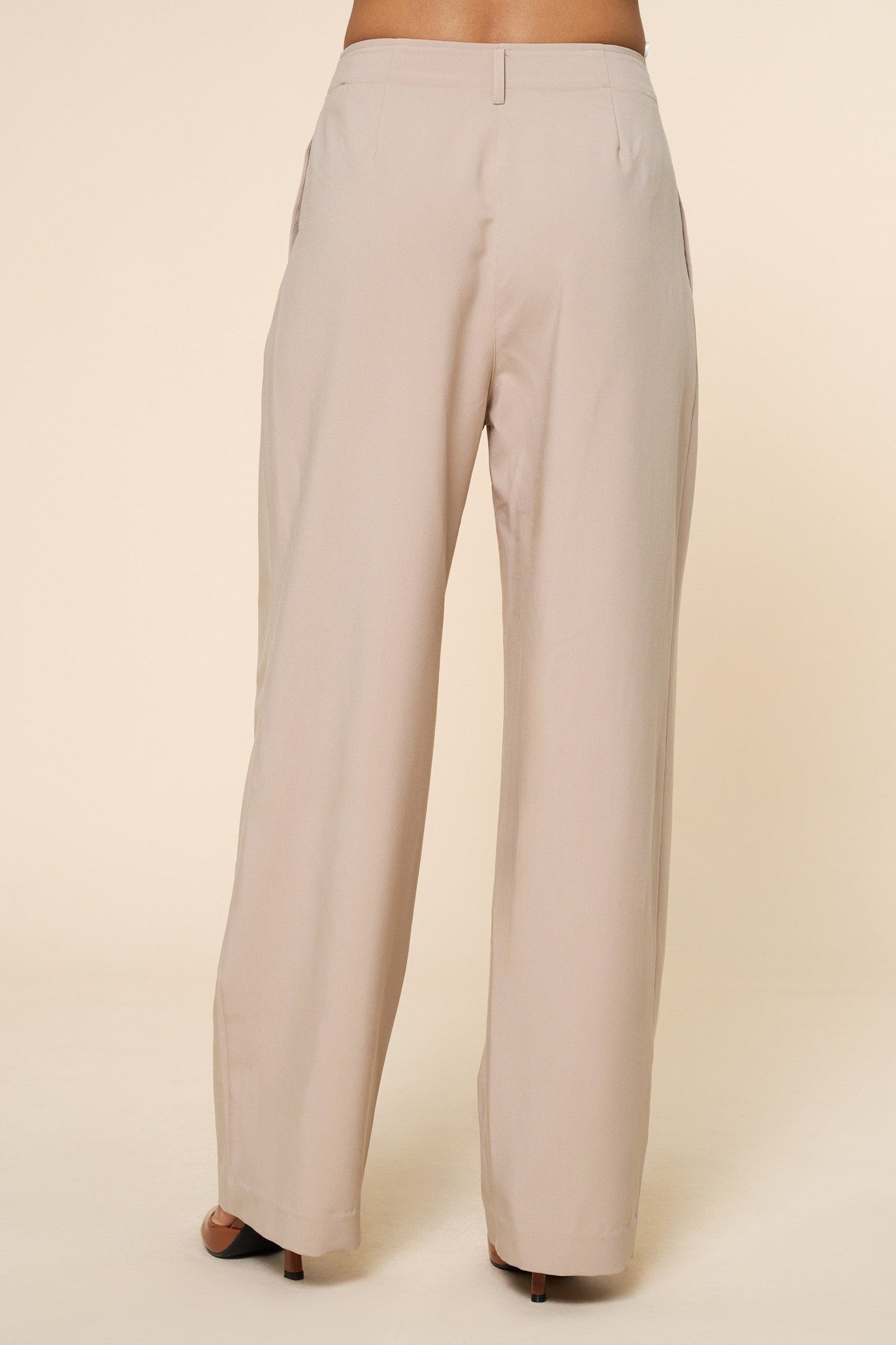 Maura High Waist Wide Leg Pleated Pants Taupe