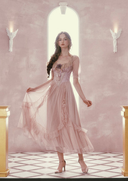 Violet Mandarin Duck Princess Corset Dress