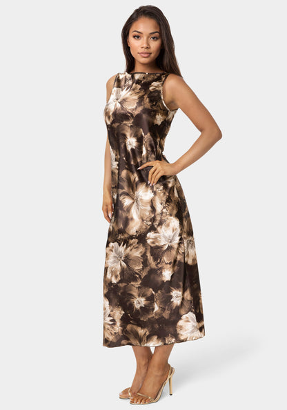Satin Sleeveless A-Line Maxi Dress