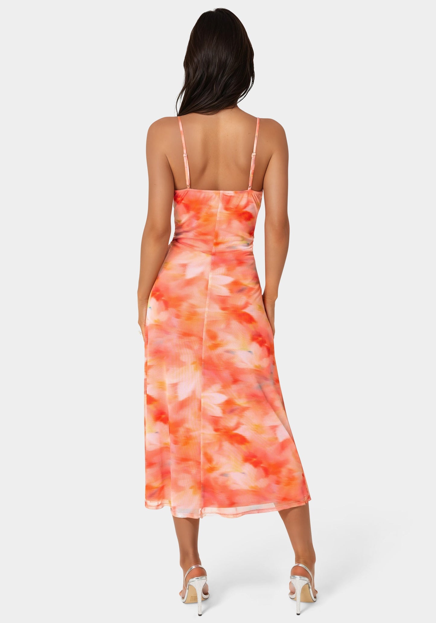 Powermesh Marble Shirred Bust A-Line Dress