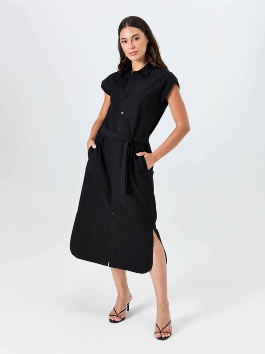 Poplin Shirt Dress - Black