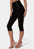 High Waist Satin Elastic Capri Legging