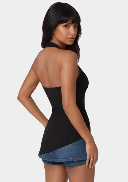 Gathered Tunic Halter Neck Knit Top