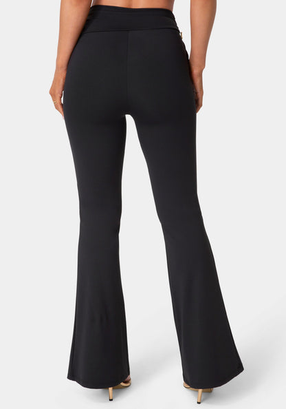High Waist Draped Flare Leg Legging