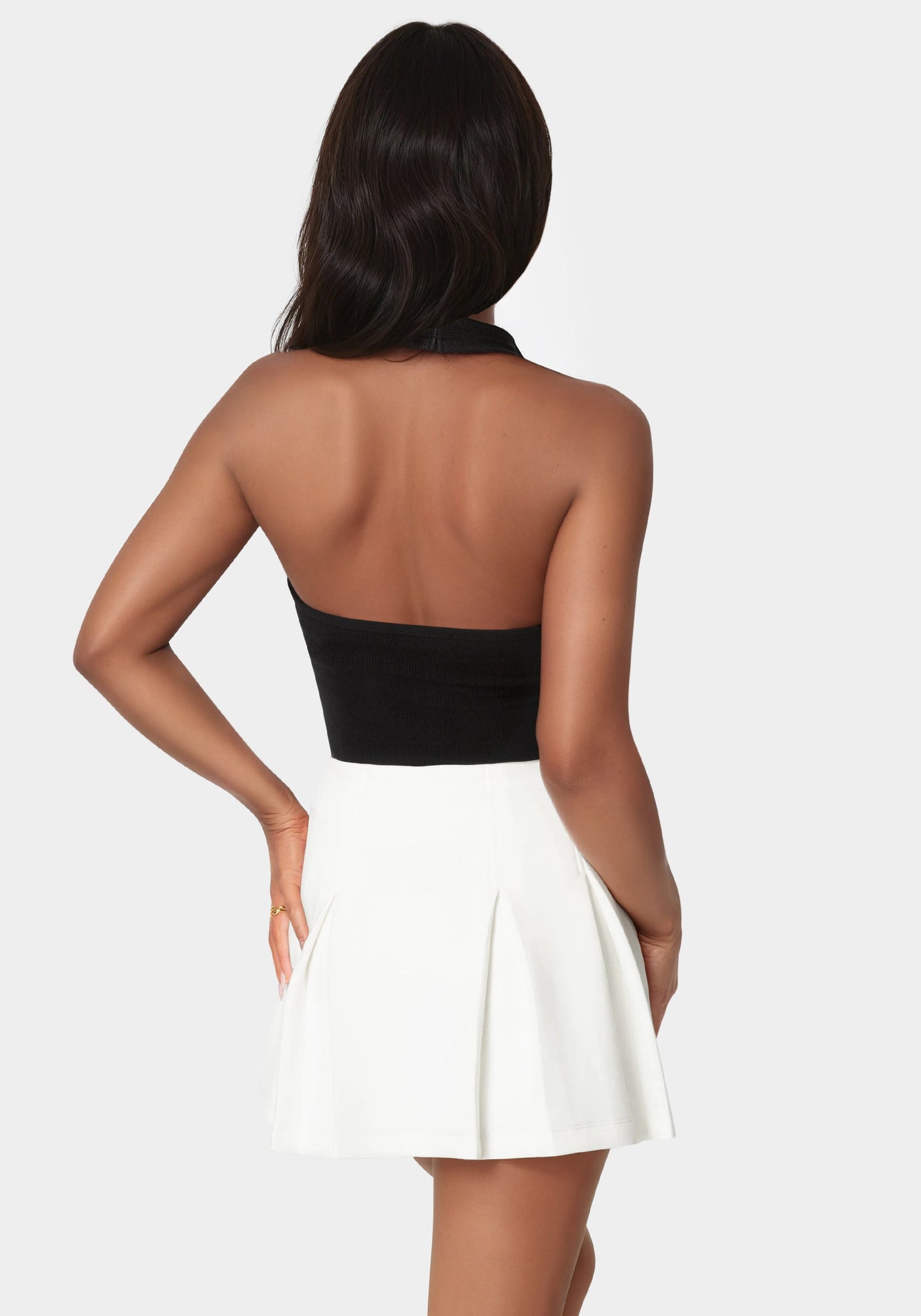 Bebe Logo Halter Neck Rib Tank