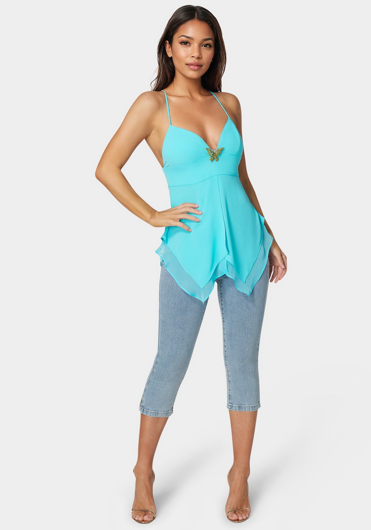 Natural Waist Denim Capri