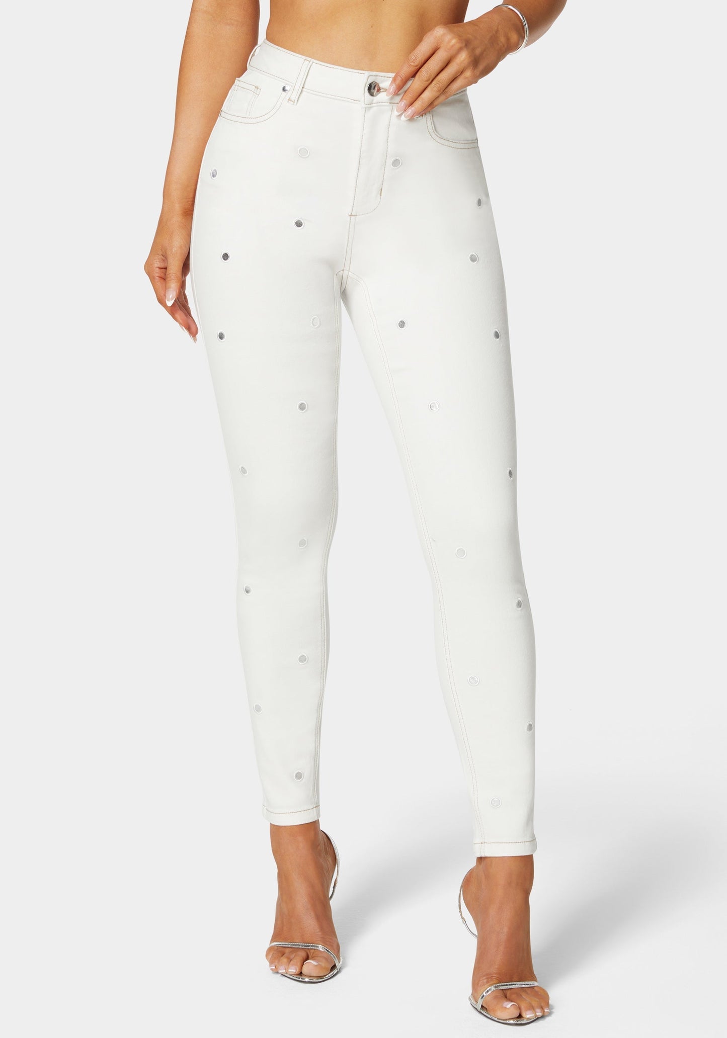 High Waist Mirror Effect Skinny Leg Jeans