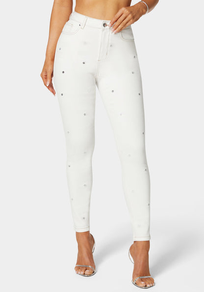 High Waist Mirror Effect Skinny Leg Jeans