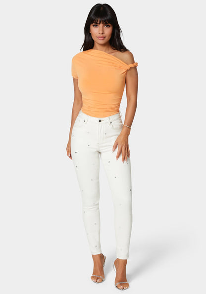 High Waist Mirror Effect Skinny Leg Jeans