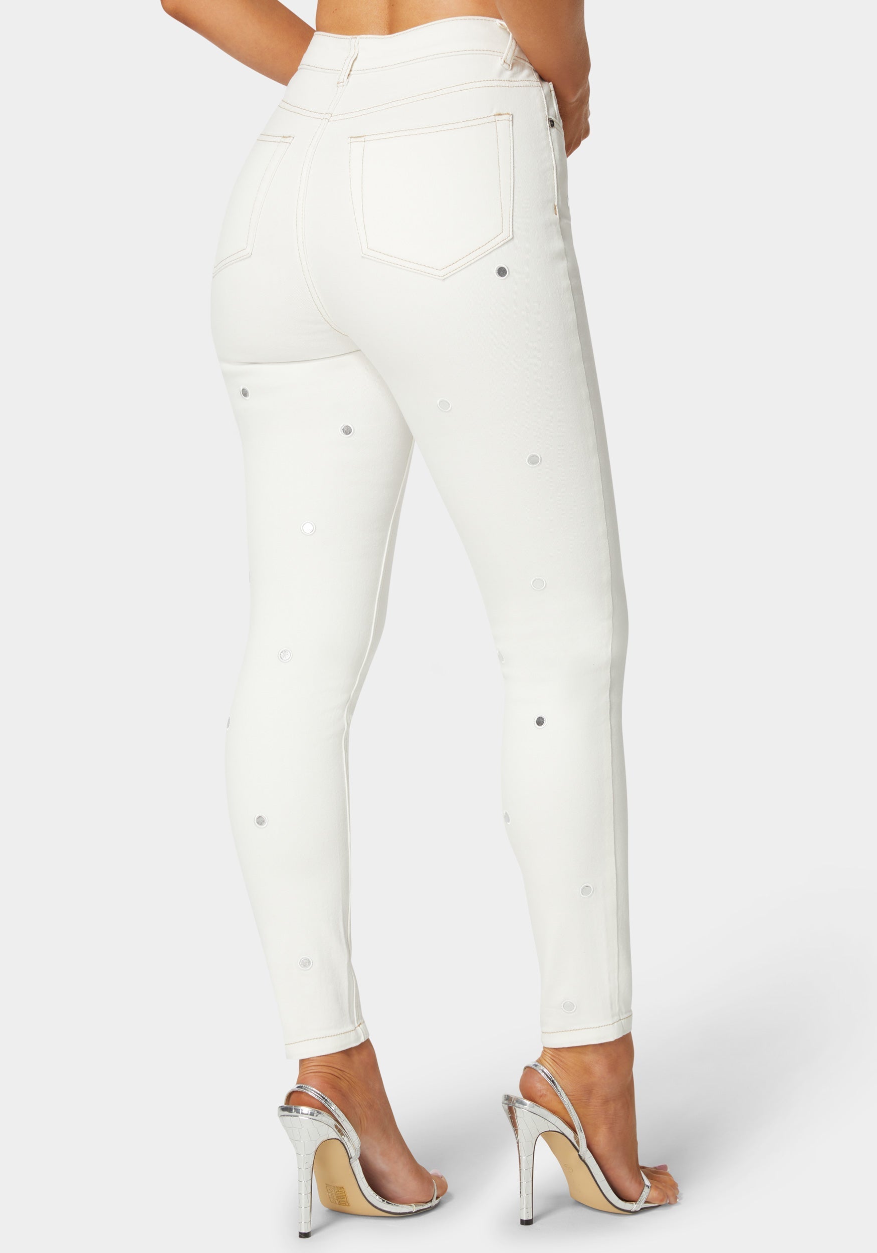 High Waist Mirror Effect Skinny Leg Jeans