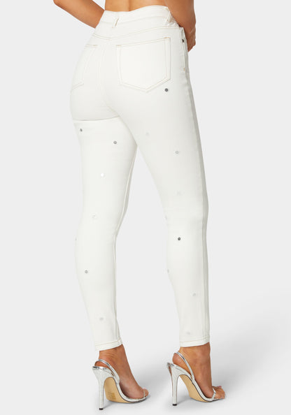 High Waist Mirror Effect Skinny Leg Jeans
