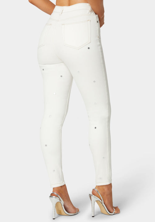 High Waist Mirror Effect Skinny Leg Jeans