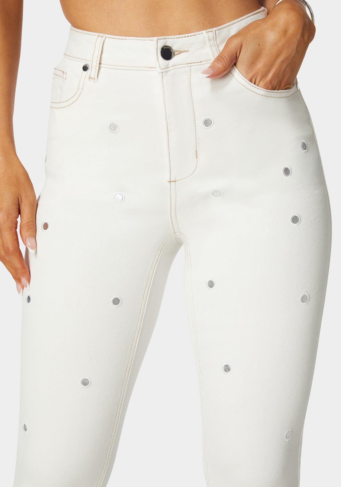 High Waist Mirror Effect Skinny Leg Jeans