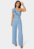 Palazzo Leg One-Shoulder Ruffle Jumpsuit