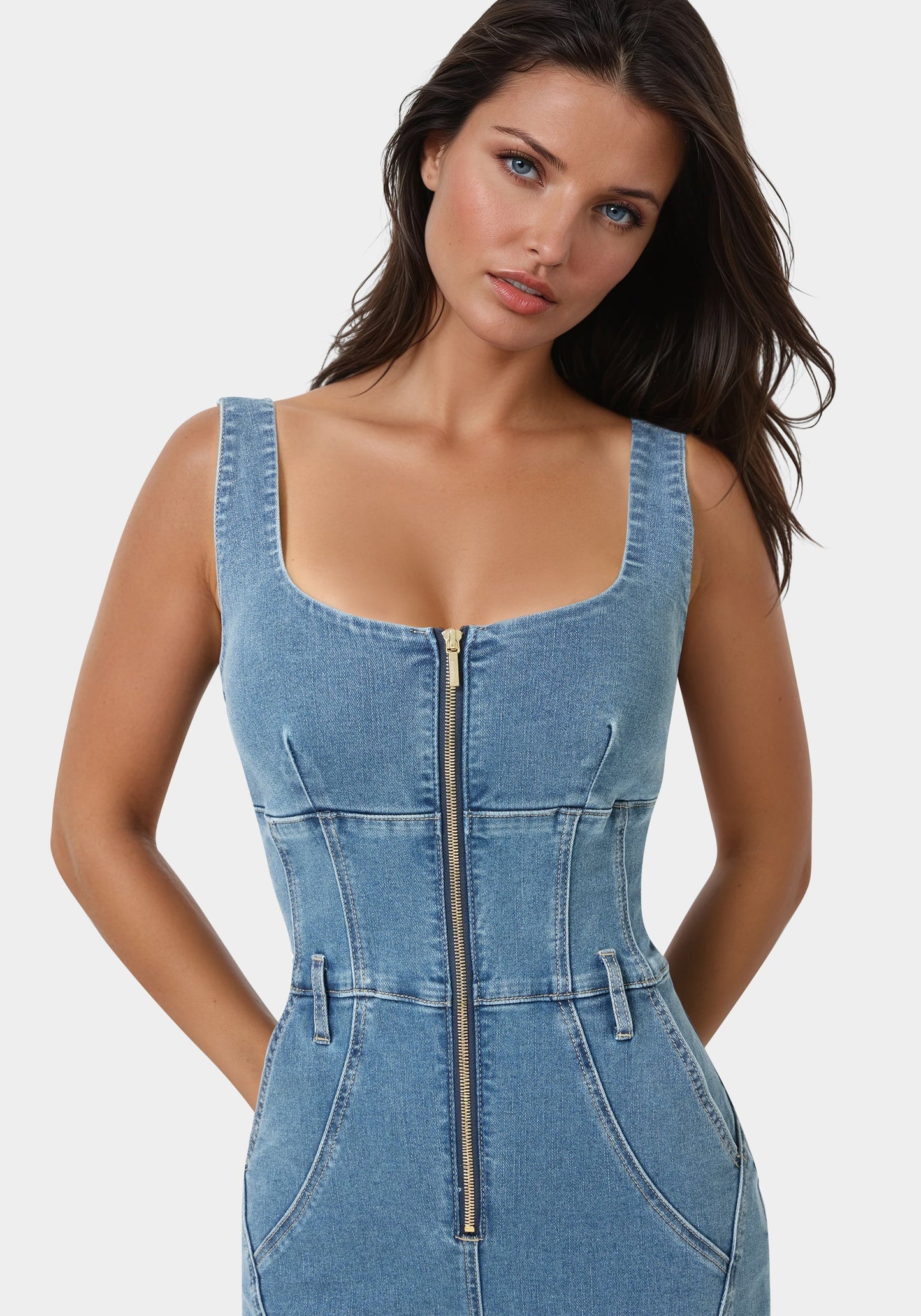 Corset Jogger Denim Jumpsuit