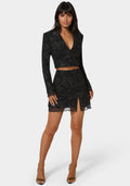 Tailored Floral Jacquard Mini Skirt