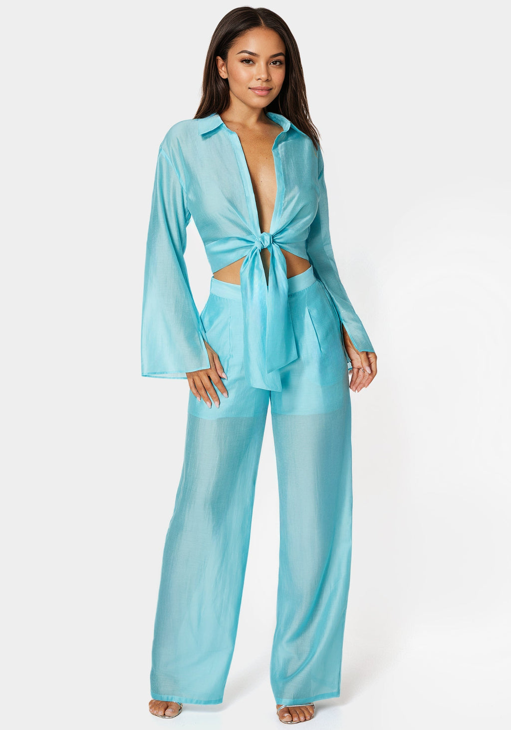 Front Tie Flowy Blouse