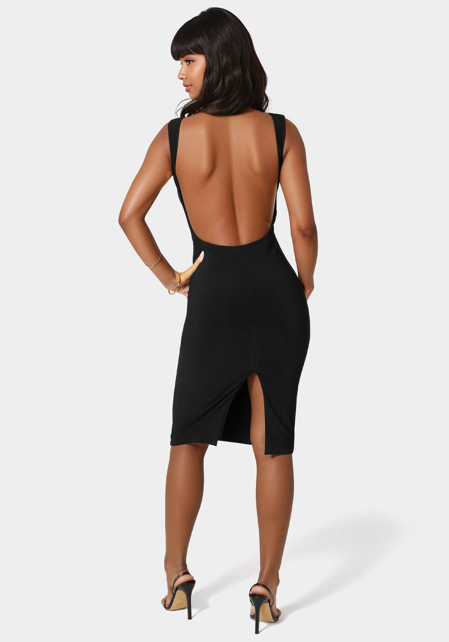 High Neck Open Back Midi Dress