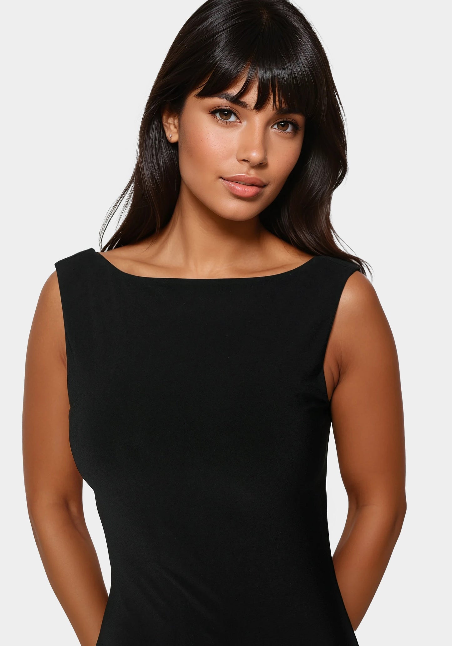 High Neck Open Back Midi Dress