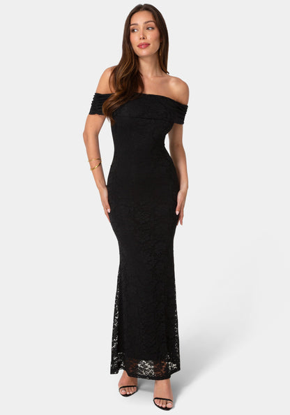 Lace Off Shoulder Maxi Dress