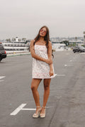 Ivanna Sleeveless Pretty Contrast Floral Print Mini Dress Pink